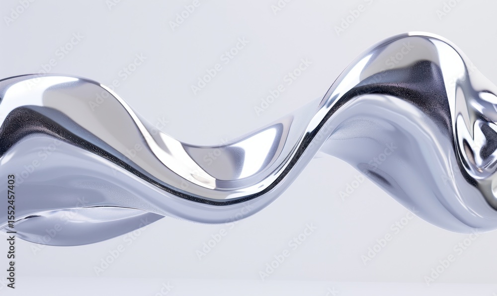 Poster abstract metallic flowing surface design with wave reflection