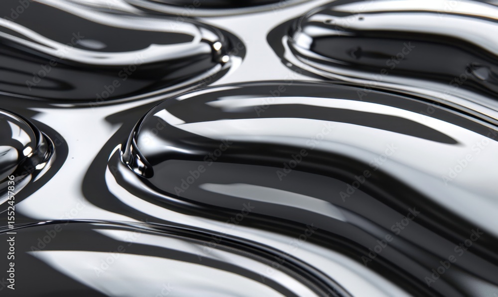 Poster abstract metallic liquid surface with dynamic reflections and rippling texture