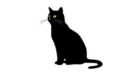 Obraz premium Elegant black cat silhouette sitting illustration vector design