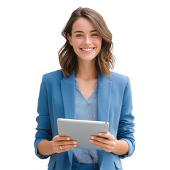 Smiling Businesswoman Holding Tablet