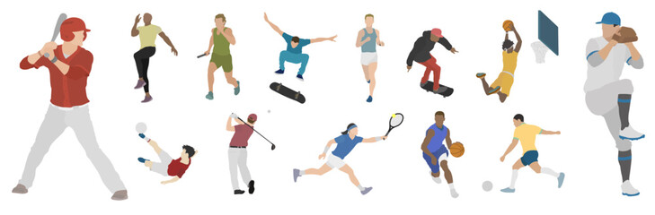 Sports people olympic athletes no background editable vector in color