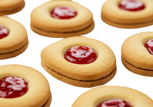 Isolated Transparent Background Of Jam Filled Sweet Cookies Pastry