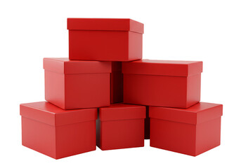 Obraz premium Isolated Red Gift Box Stack Packaging with Lids On Transparent Background