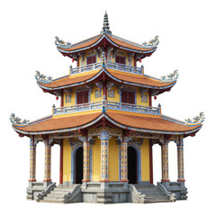 Naklejka premium Isolated Three Tier Pagoda Architecture Building with Transparent Background