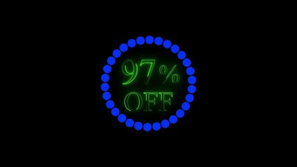 BOLD 97% OFF Neon Sale Animation. online store offer. Big UP TO 97% OFF. 