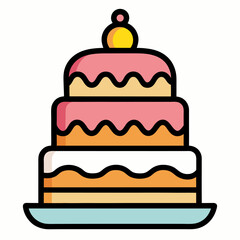 Wedding cake food icon on white background.