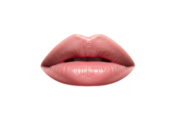 Isolated Glossy Nude Pink Lips on Transparent Background Illustration