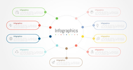Infographic 9 options design elements for your business data. Vector Illustration.