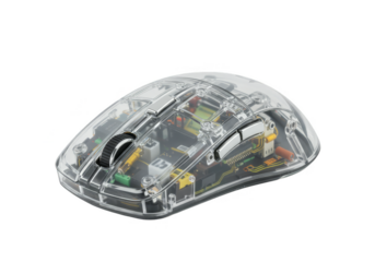 Isolated Transparent Computer Mouse a Modern Tech Gadget with Clear Design