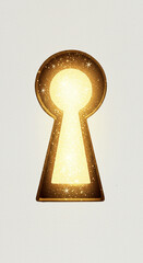 golden key in keyhole on wooden background