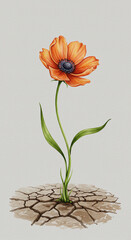 poppy flower isolated on white background