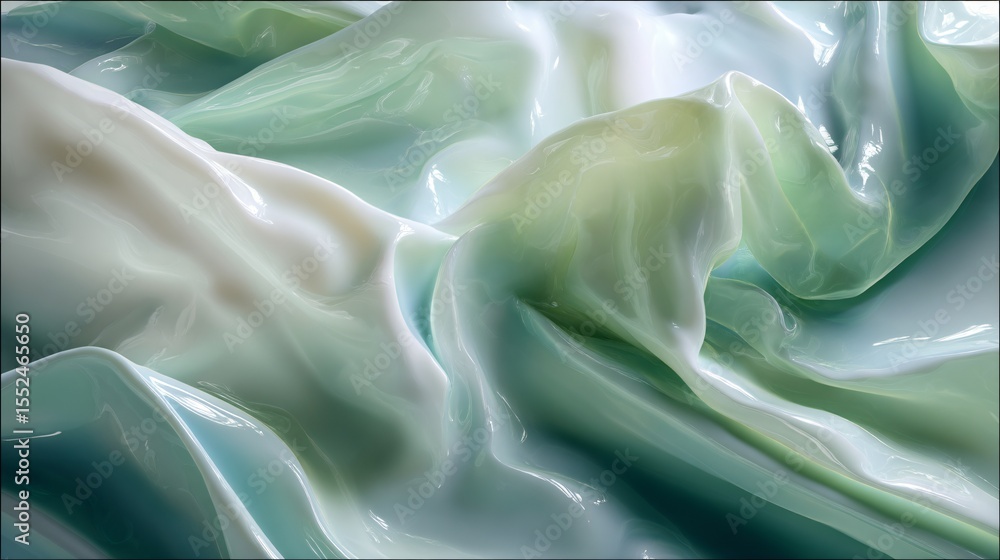 Poster ethereal translucent plastic sheet with soft color gradients and visually striking flowing effects.