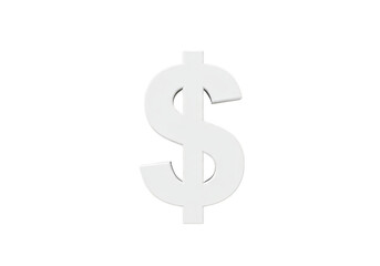 Isolated Illustration of White Dollar Symbol for Finance and Business
