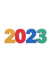 Isometric Rendering of The 2023 Year Number with Colorful Design