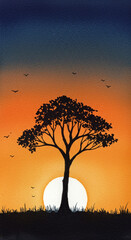 tree silhouette at sunset