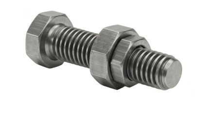 Isolated Metal Bolt and Nut Hardware Silver Metallic Construction