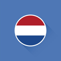 Obraz premium Flag of the Netherlands. Netherlands flag icon. Standard color. Round flag. Computer digital vector illustration.