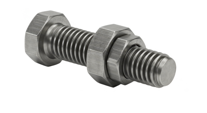 Isolated Metal Bolt and Nut Hardware Silver Metallic Construction