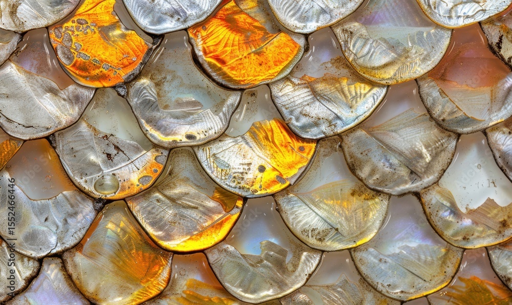 Poster iridescent overlapping scales texture decorative seamless background