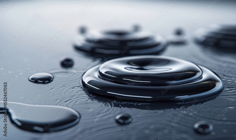 Aufkleber liquid droplets rippling on a shiny surface creates an abstract pattern