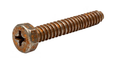 Isolated Macro Rusty Screw Metal Hardware Tool Transparent Background