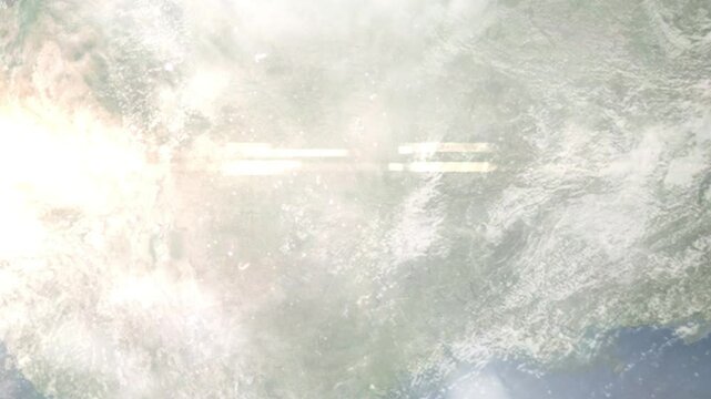 Earth zoom in from space and focus on Lawton, Oklahoma, USA. Background for travel intro or blog. Satellite view. 3D style Animation. Images from NASA.