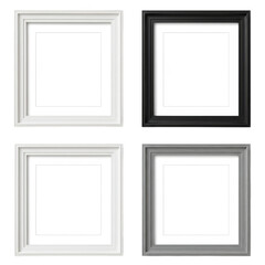 Isolated Photo Frame Mockup Set with White and Black Wooden Borders
