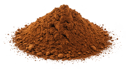 Isolated Pile of Brown Coffee Powder Ingredient Transparent Background