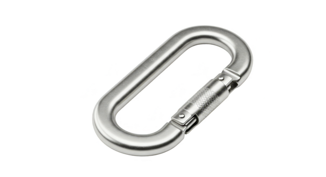 Metal Silver Carabiner Clip Hook Safety Equipment Transparent Background