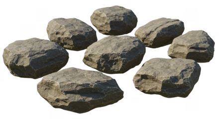 Pile of Rock Stones Natural Material Pebble in Transparent Background