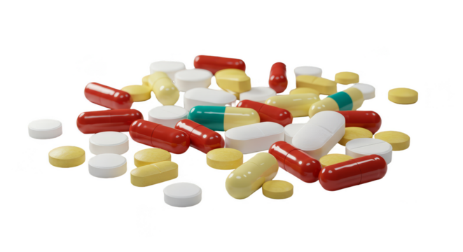 Pile of Colorful Pills Medication Pharmacy Prescription Drugs