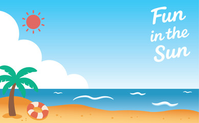Hand-drawn English Phrase on Seaside Background (Fun in the Sun) 02