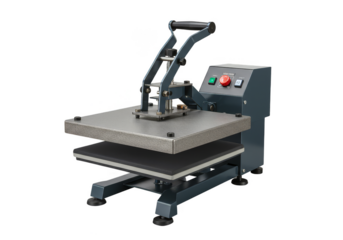 Isolated Professional Gray Heat Press Machine for Fabric Transfers PNG