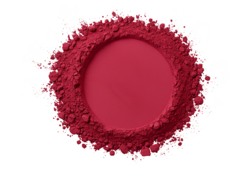 Isolated Red Cosmetic Powder Crushed with Transparent Background
