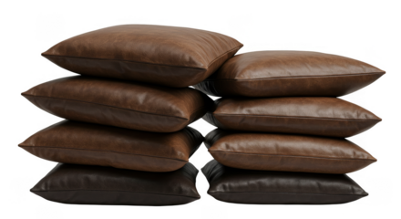 Isolated Pile of Brown Grains in Sacks on Transparent Background