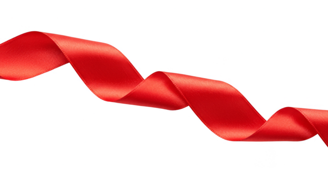 Isolated Red Ribbon Curve a Silk Decorative Element Swirl Design