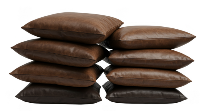 Isolated Pile of Brown Grains in Sacks on Transparent Background