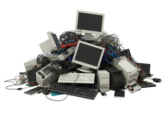 Isolated Pile of Electronic Waste with Transparent Background Illustration