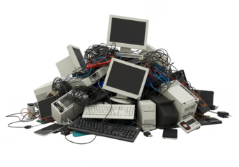 Isolated Pile of Electronic Waste with Transparent Background Illustration