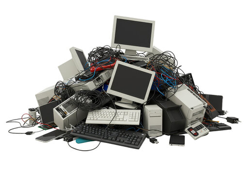 Isolated Pile of Electronic Waste with Transparent Background Illustration