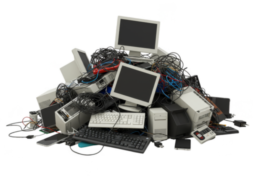 Isolated Pile of Electronic Waste with Transparent Background Illustration