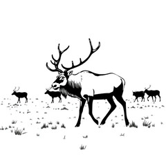 A caribou migrating across the arctic tundra