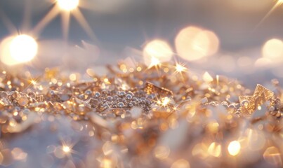 Sparkling gold and silver abstract glimmer background texture with lights