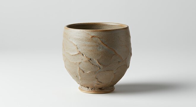 Textured light gray ceramic cup