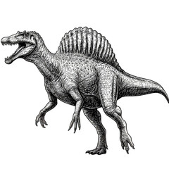 Fototapeta premium Spinosaurus Dinosaur Prehistoric Animal Isolated on Transparent Background