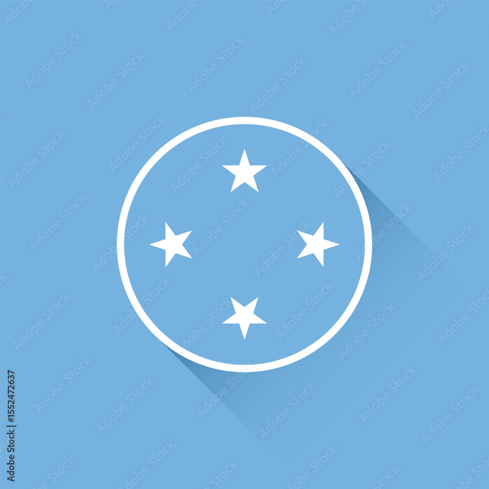 Poster flag of federated states of micronesia. micronesia button flag icon. standard color. circle icon fla