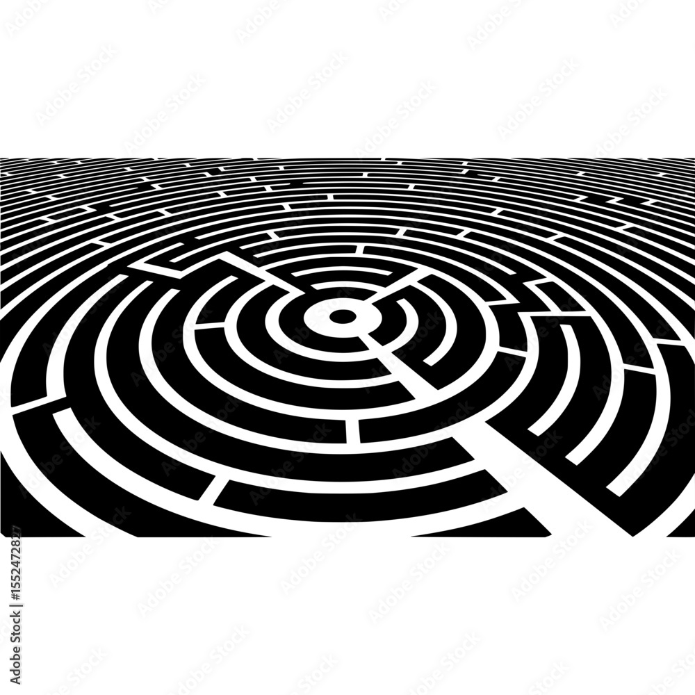 Aufkleber maze labyrinth puzzle game challenge solution find way out path complex design abstract illustration