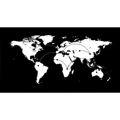 Global network map world connections international business worldwide locations continents travel destinations