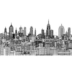 Cityscape skyline architecture urban landscape building construction downtown metropolis city buildings sketch drawing