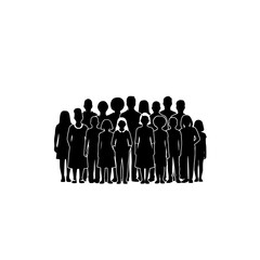 Silhouette people crowd group community team gathering audience standing together illustration vector design